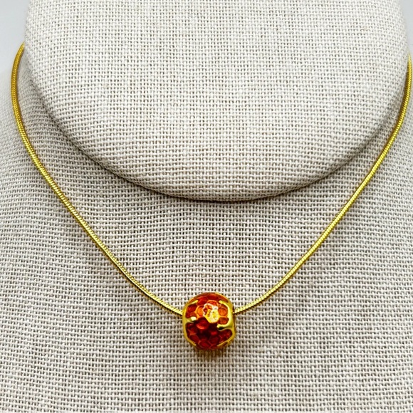 NWOT Sterling silver 18k gold plated honeycomb necklace pendant 18” - Picture 4 of 8